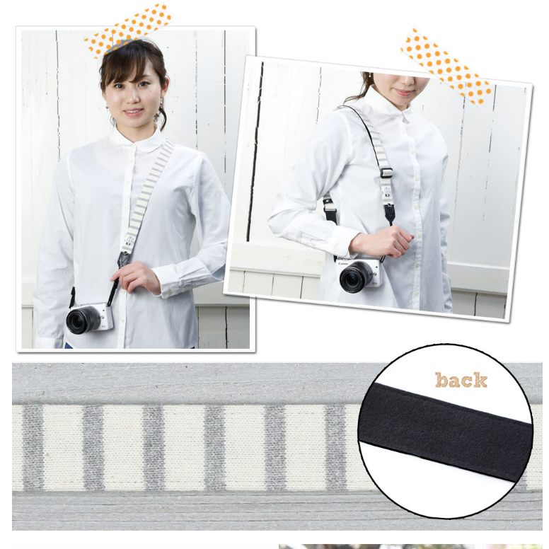 Mi-na Camera Strap Natural Basic Border